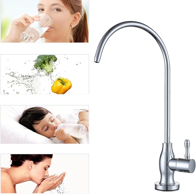 Drinking Water Faucet, GULICA Commercial Water Filtration Faucet for Under Sink Water Filter System Kitchen Bar Sink, Chrome Water Dispenser