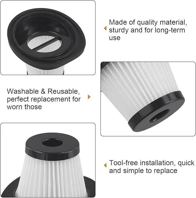 Handheld Filters Compatible With VL188, VL189 Vacuum Cleaner, Washable and Reusable Car Cordless Vacuum Filters Replacement Parts (4 PACK)