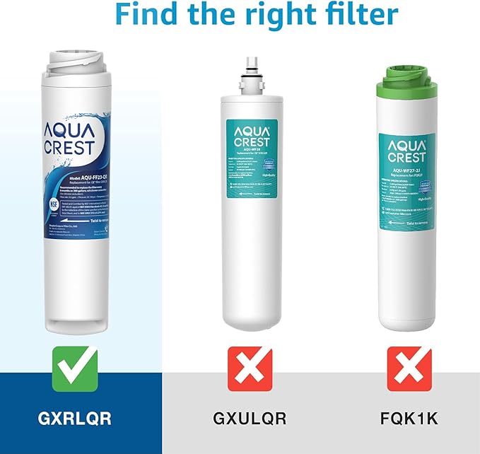 AQUA CREST GXRLQR NSF/ANSI 401 Certified, Replacement for GE SmartWater Twist and Lock In-Line GXRLQR Water Filter, Reduces PFAS, PFOA/PFOS (Pack of 3)