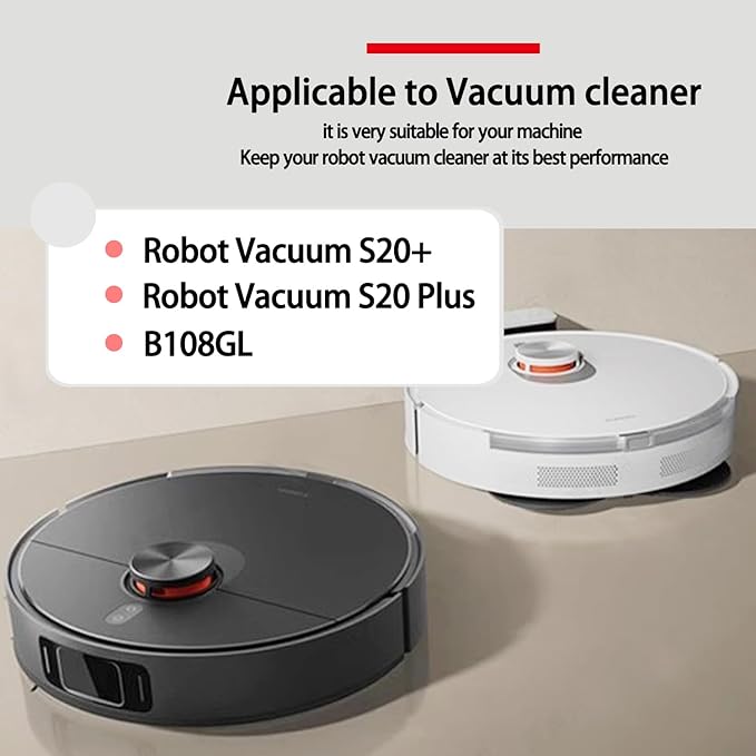 Replacement Kit Accessories Compatible with Xiaomi S20 plus S20+ Robot Vacuum Cleaner B108GL Parts 2 main brush 6 side brushes 6 filter 6 Mop cloth(20kit) ﻿