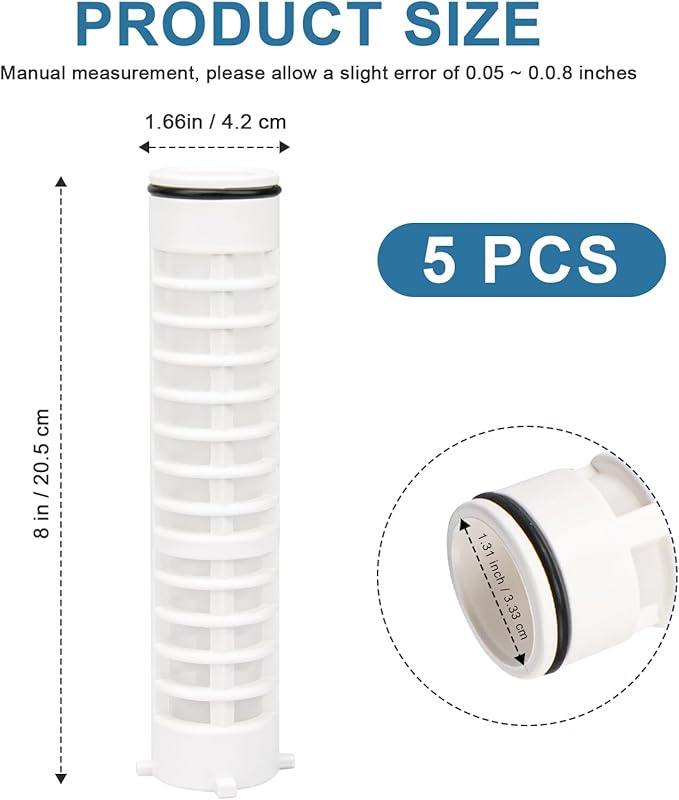 Replacement 1-1/2" 100 Mesh Spin Down Filter Screen FS1-1/2-Re for Rusco & Vu-Flow Filtration System, FS1 1/2-100 Water Filter Element Effectively Filters Sand and Silt, Protecting Plumbing - 5 PACK