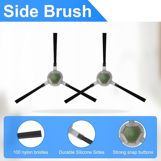 Accessories set for Lefant M330Pro robot vacuum cleaner, spare parts contain 4 hepa filters, 4 Mop Pads, 4 side brushes, 1 brush