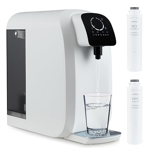 COSTWAY Countertop Reverse Osmosis Water Filter, 5-Stage RO + PPC Water Filtration System with UV Light Treatment, 4:1 Pure to Drain Portable Purifier for Home Kitchen, No Installation Required