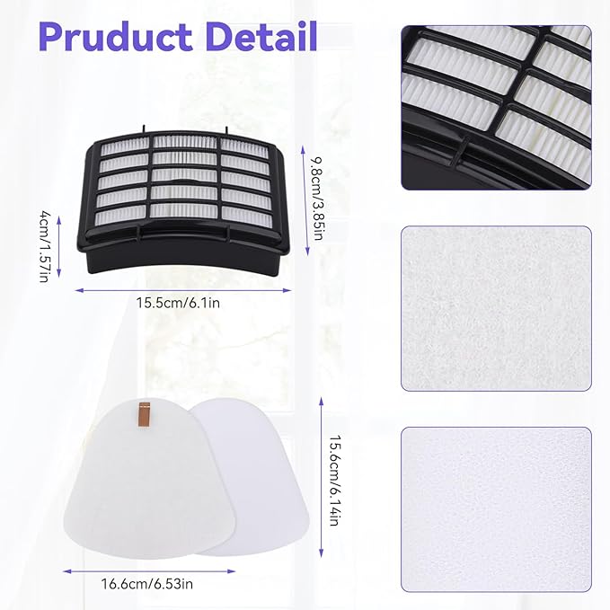 Vacuum Filters Replacement for Shark Navigator Lift-Away Vacuum NV350,NV351,NV352,NV355,NV360,NV370, UV440,UV490,UV540 vacuum,1 HEPA Filter, 2 Foam & 2 Faux Felt Filters - Replacement XFF350 XHF350