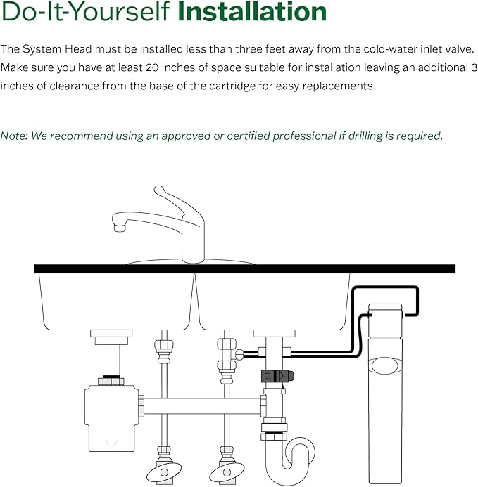 AO Smith Water Filter for Sink Faucet - Basic Direct Connect Under Sink Water Filter System - Carbon Block Filter Reduces Up to 99% of 9 Harmful Contaminants - AO-MF
