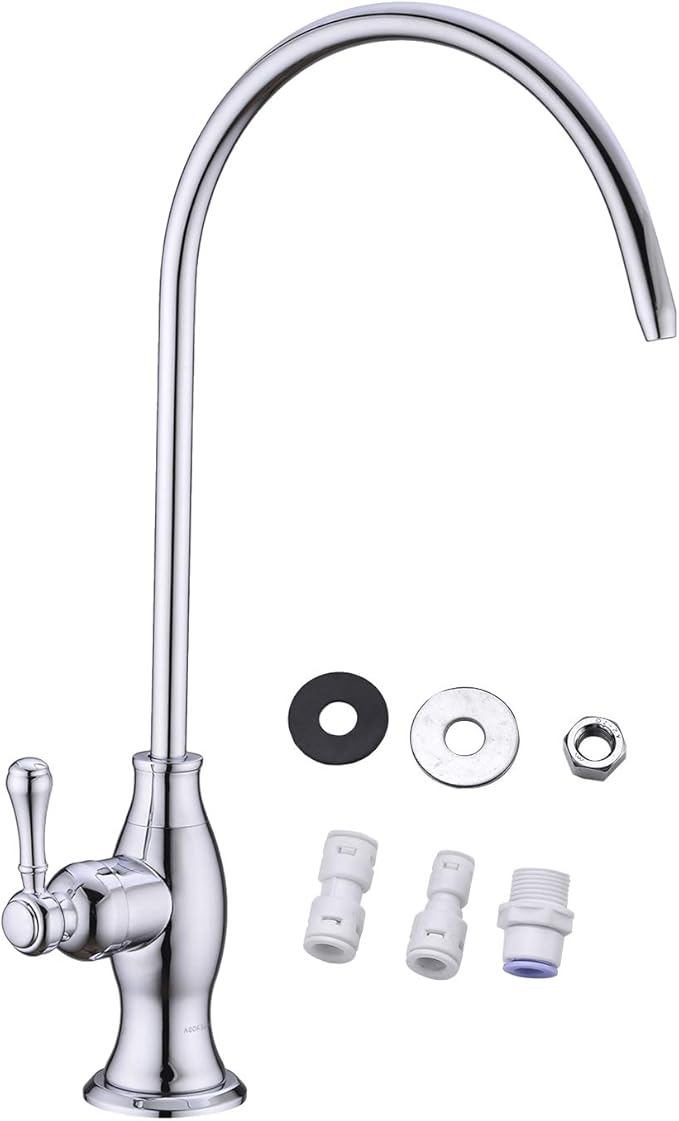 Delle Rosa Drinking Water Purifier Faucet, Commercial Water Filtration Faucets for Under Sink Water Filter System, Modern Stainless Steel Kitchen Bar Sink Drinking Water Faucet, Chrome,Non-Air Gap