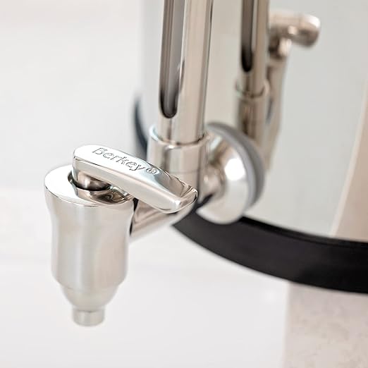 Travel Berkey Gravity-Fed Water Filter System with 2 Black Berkey Elements Plus Deluxe 7" Stainless Steel Water View Spigot