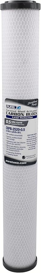 2.5" X 20" LEAD REDUCTION CARBON BLOCK FILTER AT 0.5 MICRON