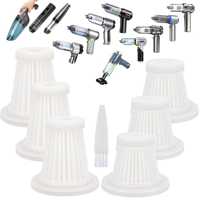 Filters Replacement Compatible with Saker, Sakerplus, Fanisic, Ekbas, Seyicot, PeroBuno, XCOOL, HRYCF, Yomile, Piwosa, Houscly Handheld Vacuum Cleaner(6 PCS)