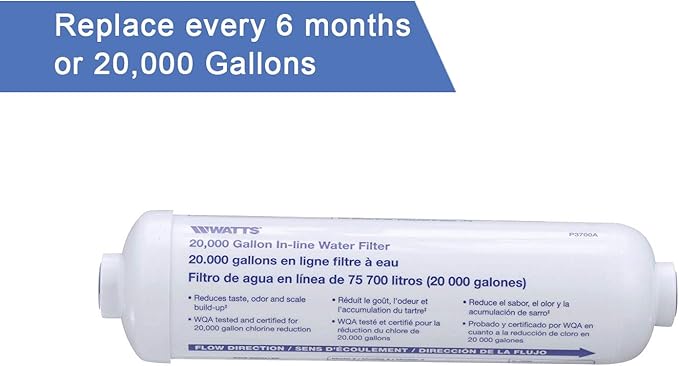 Watts Inline Water Filter + EcoPure Universal In-Line Refrigerator Filter