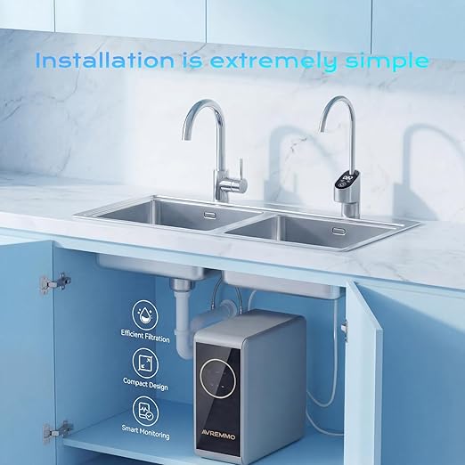 800G Reverse Osmosis Water Purifier, Under Sink RO System with Digital Faucet, 2.1L/min Fast Flow, 2:1 Drain Ratio, 4000L Total Capacity, Filter Replacement Alert, Tankless