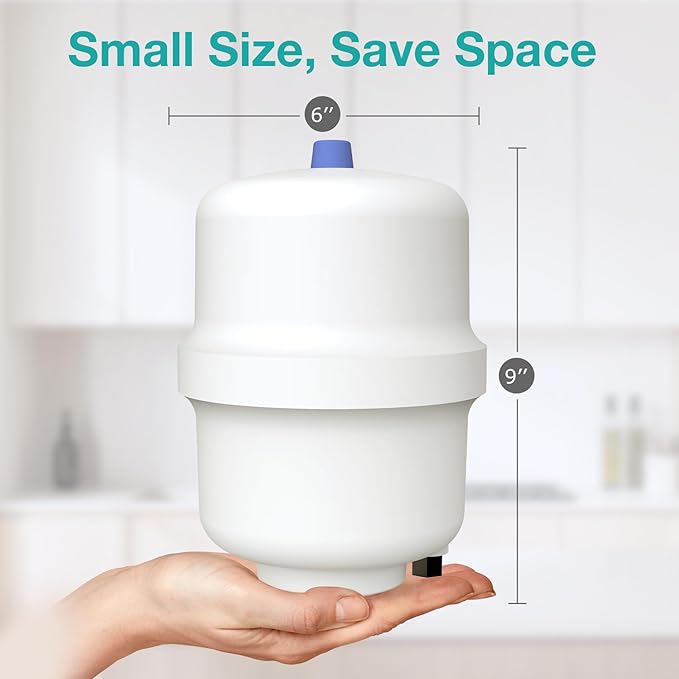 SimPure Small Water Pressure Tank for Tankless Reverse Osmosis System, RO Water Storage Tank with Fittings for Refrigerator, Ice Maker, Suitable for 1/4" and 3/8" Water Pipes