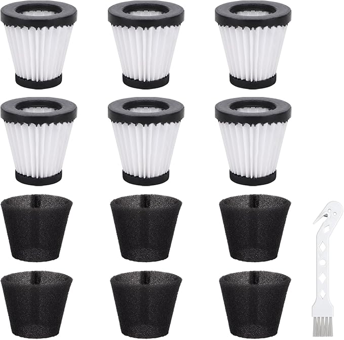 F117 Replacement Filters Compatible with Dirt Devil Scorpion Models SD20005RED SD30025B BD22025, Compare to Part# AD40117 (6 Pack Hepa Filter & 6 Pack Sponge Filter)