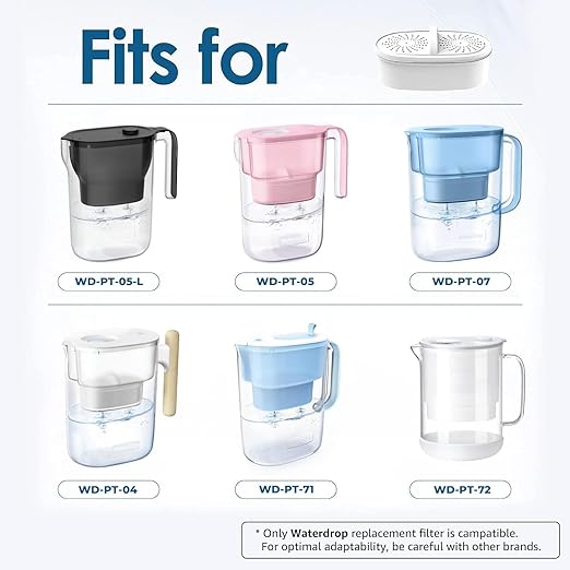 [Original] Waterdrop Filter Replacement for All Waterdrop Pitcher Filtration System, WD-PF-01A Plus, Reduces Lead, PFAS, PFOA/PFOS, Chlorine, Last Up to 3 Months or 200 Gallons (Pack of 3)