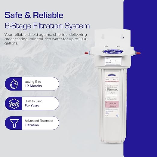 Crystal Quest Arsenic Removal/in-line Water Filter System Filters Up to 1000 Gallons - Inline Water Filtration for Refrigerator, Ice Maker, Water Cooler, Coffee Maker