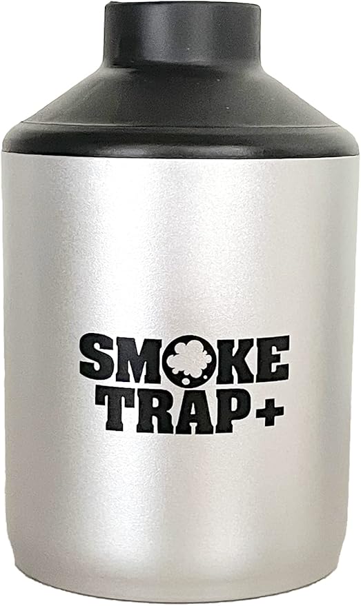 Smoke Trap + | Personal Air Filter (Sploof) - ECO Replaceable Filters - Long Lasting Smoke Filter 500+ Uses with Easy Exhale - Filters Have Zero Plastic Waste - (Silver)