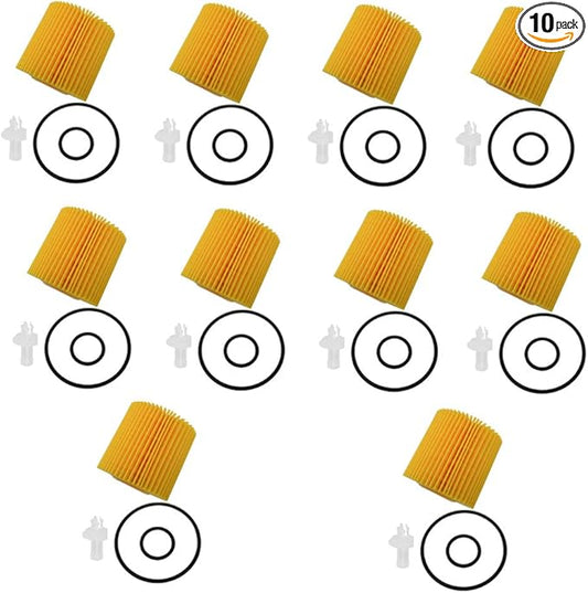 10 Pack，Pack of 10 Engine Oil Filter Compatible with Toyota Avalon Camry Highlander RAV4 Tacoma Sienna and More Replace 04152-YZZA1,04152-31090, 04152-YZZG1