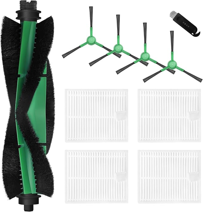Y0140 Compatible with iRobot Roomba Combo Essential Q011, Y0140, Q0120, Y0110, Y0112, 104, 105, 106 Vac/Combo, 108, 1010, 1020, Q0520, 1 Bristle Roller, 4 Filters, 4 Side Brushes, 1 Cleaning Tool