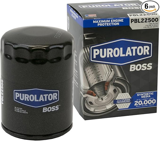 Purolator PBL22500 Maximum Engine Protection Spin On Oil Filter Compatible With Ford F-150, Explorer, Edge, Chevrolet Silverado 1500, Traverse, Tahoe, GMC Acadia, Sierra 1500 & Yukon (Pack of 6)