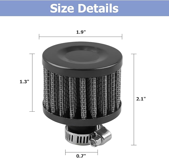 212cc Air Filter Valve Cover Breather, 12mm Inlet Mini Car Cold Air Intake Filter Cleaner, Crankcase Breather for Mini Bike Go Kart, Compatible with 196cc 6.5hp CT200U BT200X (Black)