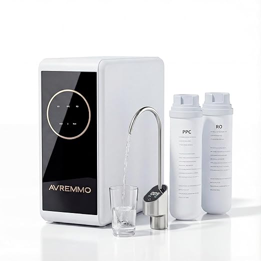 800G Reverse Osmosis Water Purifier, Under Sink RO System with Digital Faucet, 2.1L/min Fast Flow, 2:1 Drain Ratio, 4000L Total Capacity, Filter Replacement Alert, Tankless