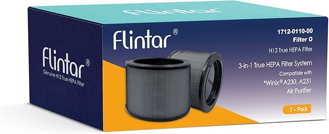 Flintar Replacement Filter O, Compatible with Winix A230 and A231 Air Purifier, Part#1712-0110-00, 3-in-1 H13 Grade Filtration + Activated Carbon Filter, 2-Pack