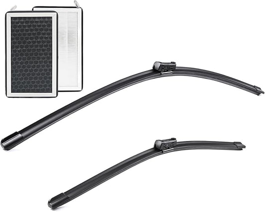 Factory Tesla Model 3 Model Y Windshield Wiper Blades 2017-2025 26"/19" with HEPA Air Filter for Model Y Model 3 2016-2025 2 Pack Cabin Air Filter with Activated Carbon And 1 Pcs Car wash towel