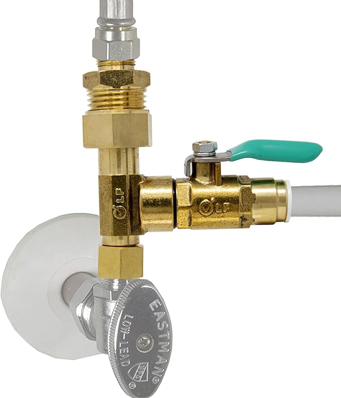 Metpure Ice Maker Fridge Installation Kit – 25' Feet x 3/8" OD Tubing for Appliance Water Line with Brass Stop Tee Connection and Valve for Quick Installation, 3/8" OD Fittings