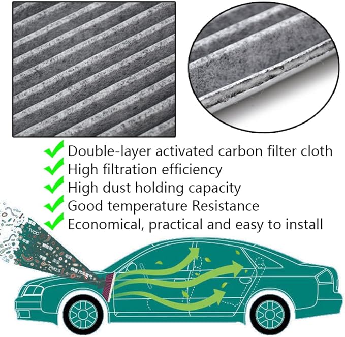 CF10709 Cabin Air Filter for Hyundai Genesis Tucson Coupe Accent Veloster i40 Verna for Kia Forte Rio Rondo Sportage Replace# 97133-2E200 Auto Cabin Filter with Activated Carbon
