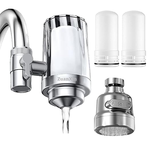 Water Filter for Sink Faucet, with 360 Rotating Sink Water Faucet Filter, Water Purifier for Kitchen Sink, 3 Months Long Lasting Tap Water Filter, Reduce Chlorine, 2 Filters