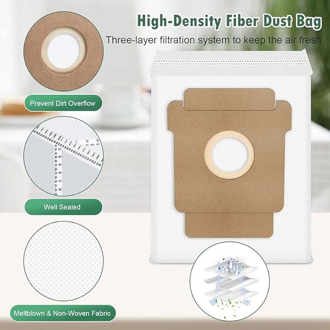 ANBOO Replacement Parts Accessories Compatible with Robot Roomba Plus 405 505 Combo Vacuum Cleaner, 1 Roller Brush, 4 Hepa Filters, 4 Side Brushes, 4 Mop Pad, 4 Dust Bags,1 Cleaning Brush