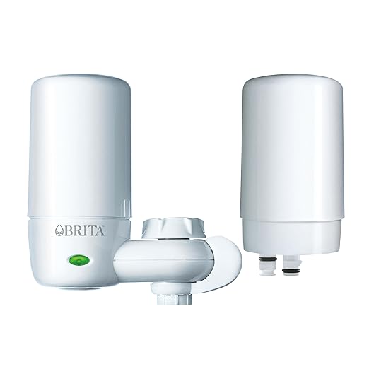 Brita Faucet Mount Water Filter System, White, No-Wait Filtration, Easy Install, Multi-Use Tap Water Filter for Kitchens, Bathrooms & Small Spaces