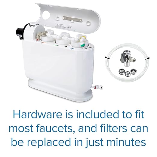 Brondell H630 Cypress Countertop Water Filter System for Kitchen Sinks, Three-Stage Filtration System and Dispenser Attaches to Faucet, White