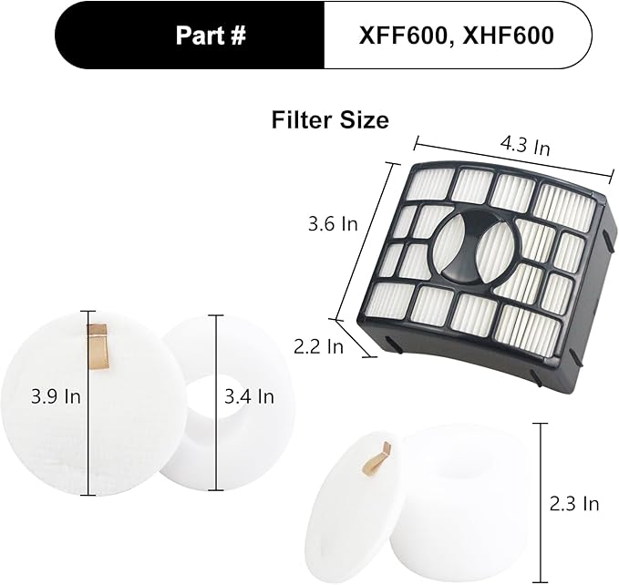 Replacement Filter for Shark ZD550 ZD552 ZD550 31 Lift-Away with PowerFins HairPro Upright Vacuum,Part XFF600,XHF600