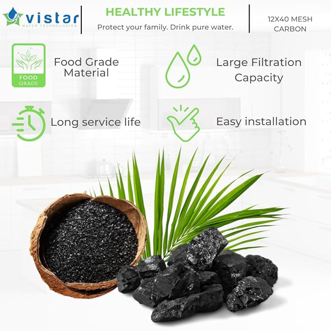 American Water Solutions - 5lbs Activated Coconut Shell Granular Carbon Charcoal 12X40 Mesh for Water Filtration/Air Filtration Systems.