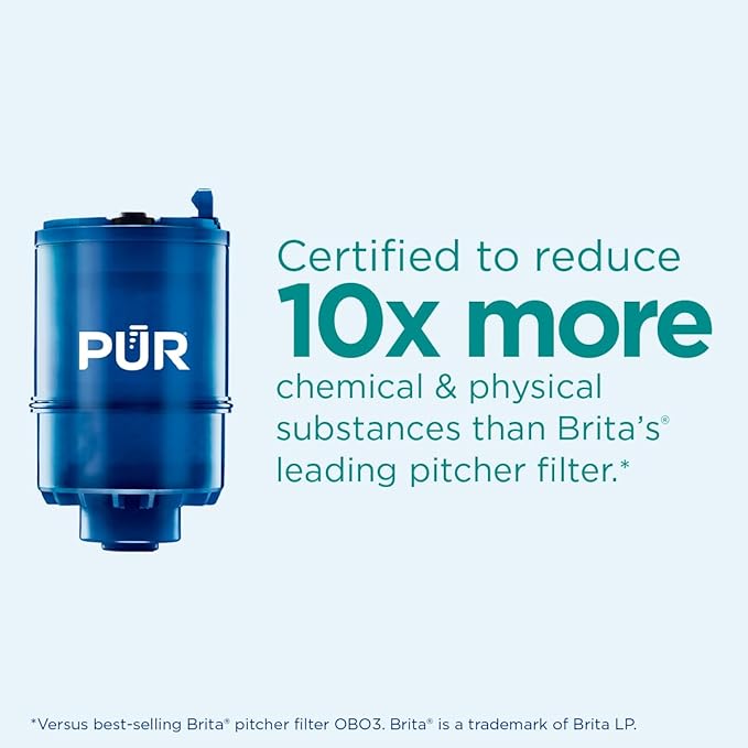 PUR PLUS Faucet Mount Replacement Filter 1-Pack, Genuine PUR Filter, 3-in-1 Powerful, Natural Mineral Filtration, Lead Removal, Blue (RF99991)