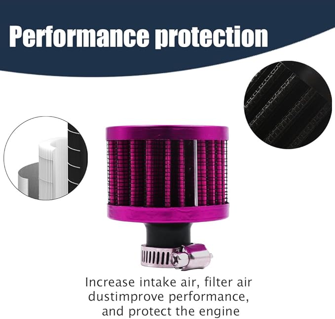 Breather Filter, Air Filter Valve Cover Breather, 12mm Mini Air Filter Vent Crankcase Breather, Air Filter Cold Air Intake Filter Breather, Car Accessories Universal for Car, Motorcycle