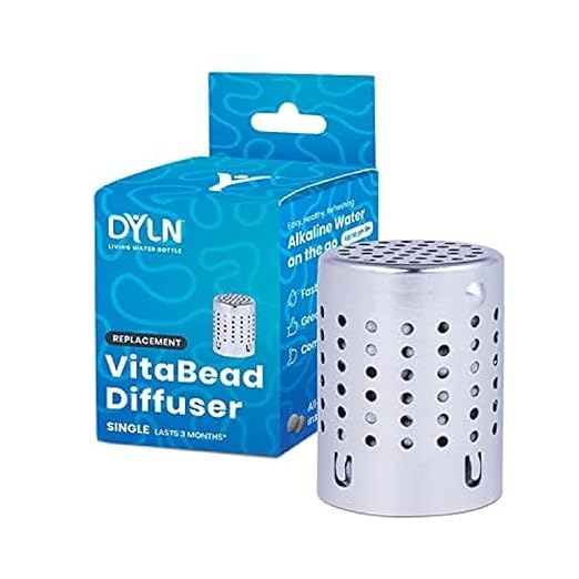DYLN VitaBead Diffuser | Creates Hydrogen-Rich, pH 9+ Alkaline Antioxidant Water | Replacement for DYLN Bottle | Natural Mineral Ionized Hydrogen Generator for Delicious Tasting Water | 1-Pack