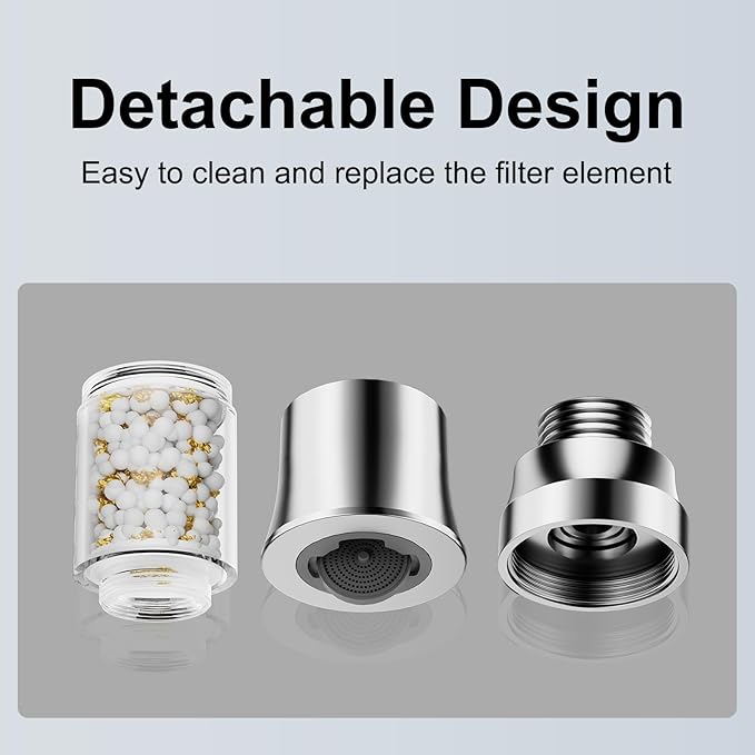 Metal Kitchen Faucet Head Replacement with Filter - Pull Down Spray Head Water Filter for Sink - 2 Modes Sink Sprayer Replacement with 12 Nozzle Adapters - Anti-clogging Design
