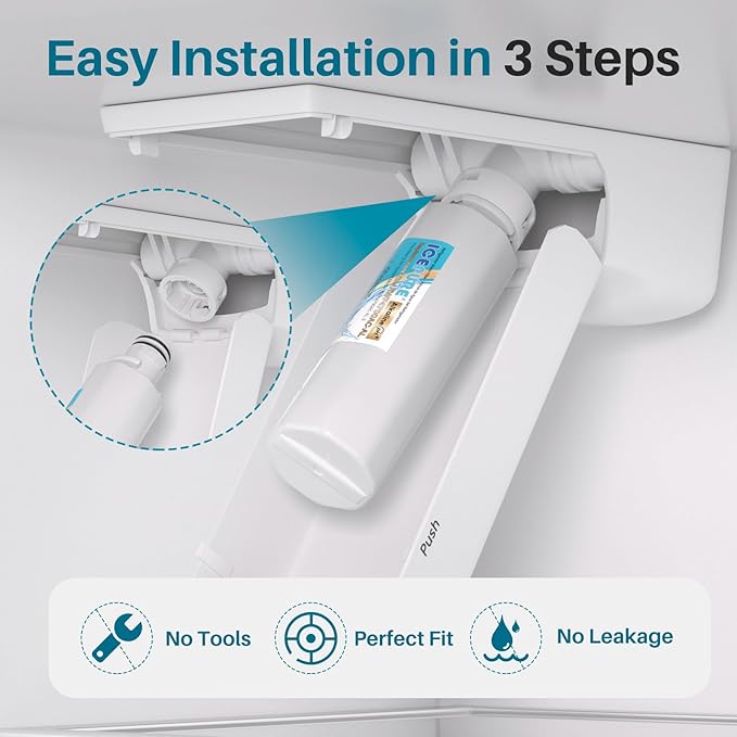 ICEPURE Alkaline LT1000PC Refrigerator Water Filter and Air Filter Replacement for LG LT1000P/PC/PCS, Kenmore 9980, ADQ74793501 ADQ74793502 ADQ747935 MDJ64844601 LMXS28626S LT1000, Enhances PH, 4Combo