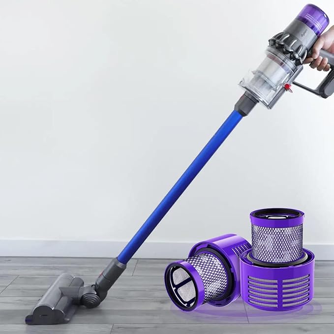 4 PACK HEPA Replacement V10 Filters Compatible with Dyson Cyclone V10 series, V10 Absolute, V10 Animal, V10 Total Clean, V10 Motorhead, SV12, Part No. 969082-01, Washable and Reusable
