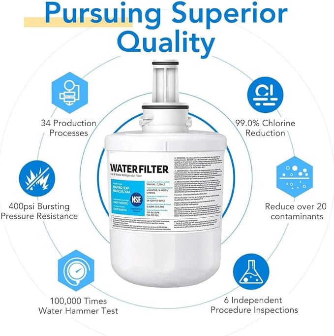 HAFCU1/XAA - HAFIN2/EXP Water Filter Replacement – Compatible with DA29-00003B DA29-00003F DA29-00003G – Carbon Block Filtration – Fresh Water & Ice – 18 Month Life 3 PACK