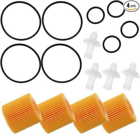 4PCS 04152-YZZA6 Engine Oil Filter Kit Replacement for Toyota Prius 2010-2020 Corolla 2009-2018 Matrix 2009-2014 Scion XD 2008-2014