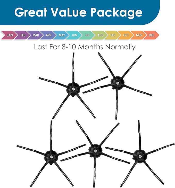 (5 Pack) Side Brushes for Roborock Q5 Max+, S8 MaxV Ultra, Q5 Pro, Q8 Max+, Q Revo, Qrevo Pro, Qrevo S, Qrevo Slim, Qrevo Master, S8 Pro Ultra, S7 MaxV Ultra, Q7 Max, Q7 Max+, Q5 Pro+, S7 & E Series