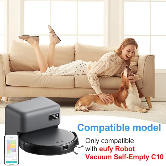 C10 Accessories, Replacement Parts Compatible with Eufy C10 Robot Vacuum Cleaner, 1 Main Brush, 4 HEPA Filter, 4 Side Brushes,4 Dust Bag