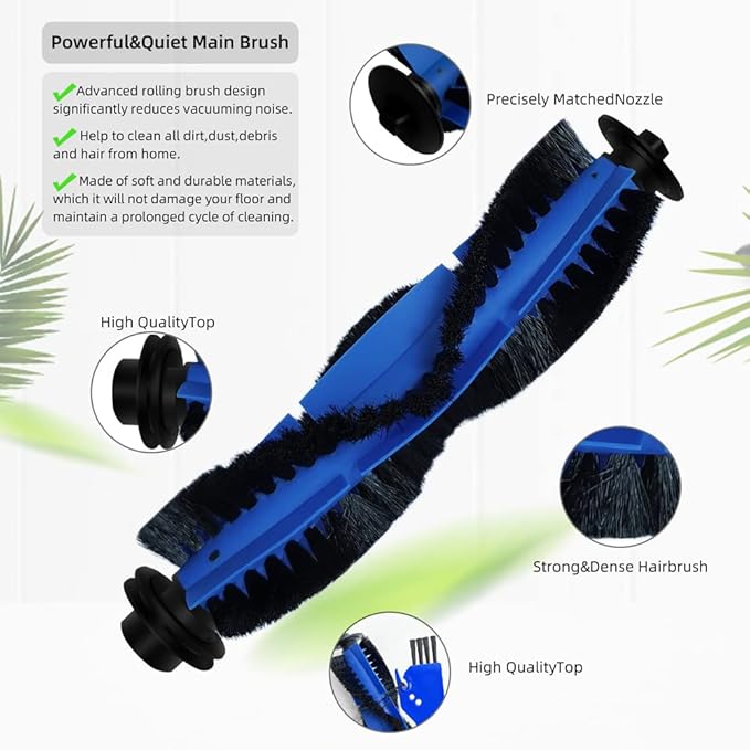 Spare Accessories Compatible for eufy 11S Max, 30C Max, 15C Max, G32 Pro, Robotic Vacuum Replacements: 1 Roller Brush 6 Side Brushes 5 Unibody Filter 𝙉𝙊𝙏 𝙛𝙤𝙧 𝟏𝟏𝐒 or 𝗚𝟯𝟬