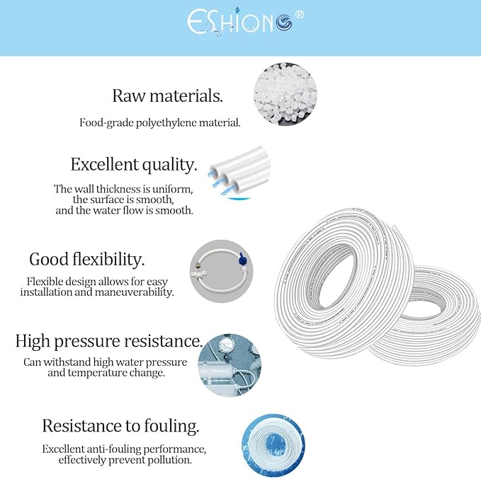 NSF Certified 1/4" O.D. Water tubing Hose Pipe for RO (Reverse Osmosis) Water Filter 330 Feet (100M)+Tube Cutter.…