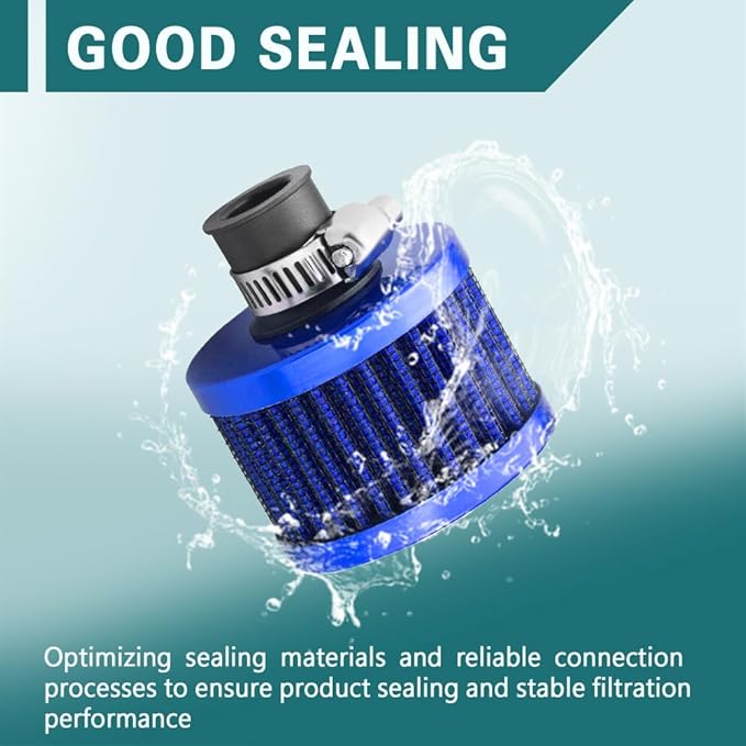 12mm Air Filter Intake Filter Breather, Valve Cover Breather, Mini Universal Motor Cone Cold Clean Air Intake Filter Turbo Vent Breather, Vehicle Engine Air Filters Suitable for Cars Motorcycles
