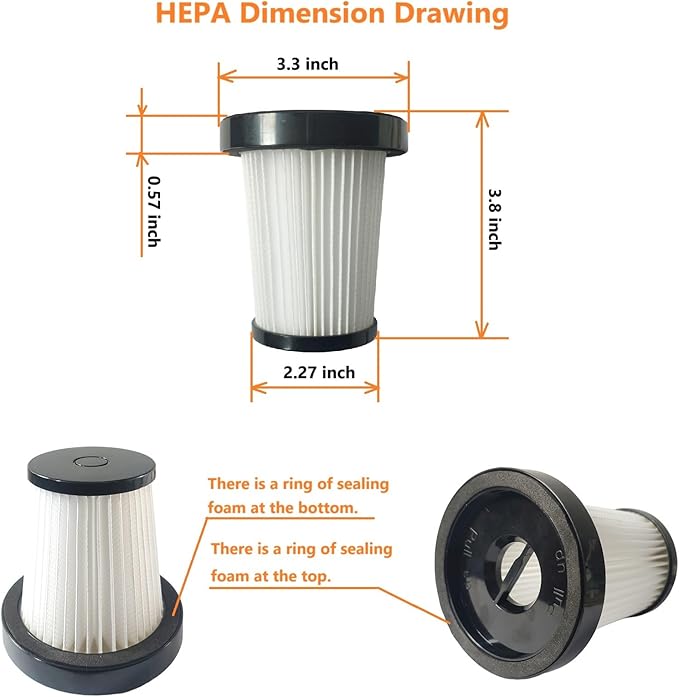 2 Pack A13 Hepa Filters Replacement Compatible with NADALY Cordless Vacuum, Washable and Durable Filters Works with NADALY Stick Vacuum.