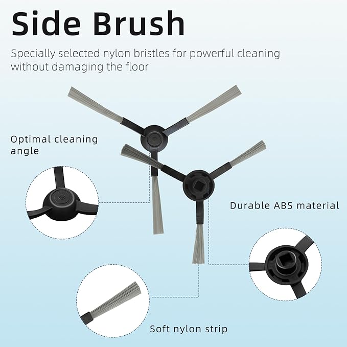 Replacement Parts Compatible with WYZE Robot Vacuum Cleaner WVCR200S Accessories, 2 Main Brushes, 6 Hepa Filters, 8 Side Brushes Attachment Spare Pack